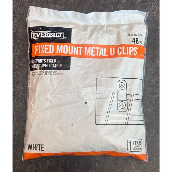 Fixed Mount Metal U Clips 48pk (Multiple packs available) New, White - Picture 1 of 3
